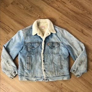 Vtg Levi's Sherpa Denim Jacket 46